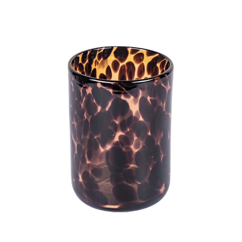 Handmade Glass Candle Vessel Animal Print For Candles Making