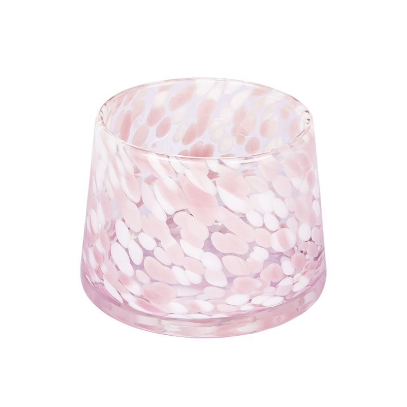 Luxury Handmade 9oz Glass Jar For Candles Making Pink Spotted