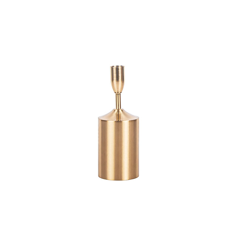 Gold Unscented Wax Brass Pillar Candle Stand 7.36