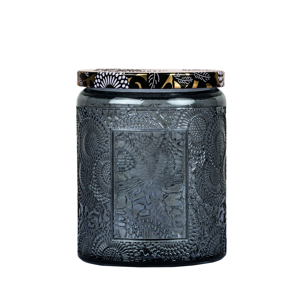 Premium Embossment Apothecary Jars with Printed Tin Lid Capacity 6oz