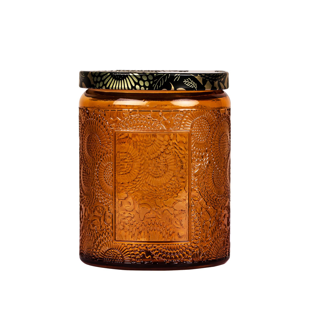 Amber Apothecary Candle Jar with Tin Lid for Scented Candles