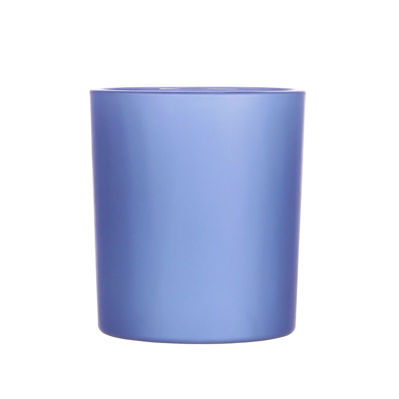 Matte Blue Painted Glass Jar For Scented Candles Harebell