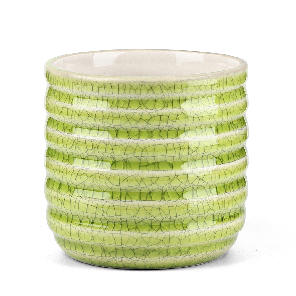 Crazing Green Ceramic Candle Holder 14oz