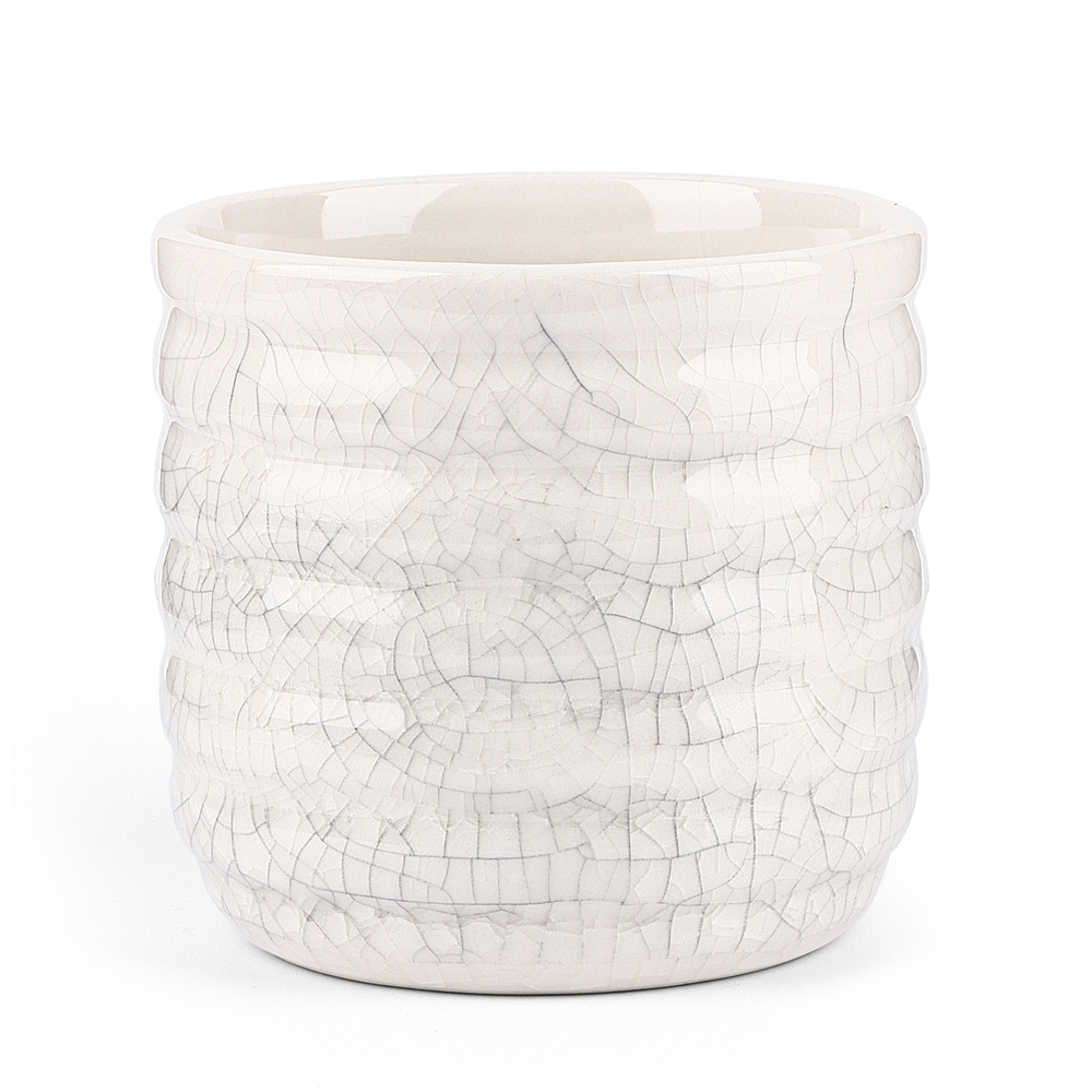 Crazing Ceramic Candle Holder 14oz Milky White