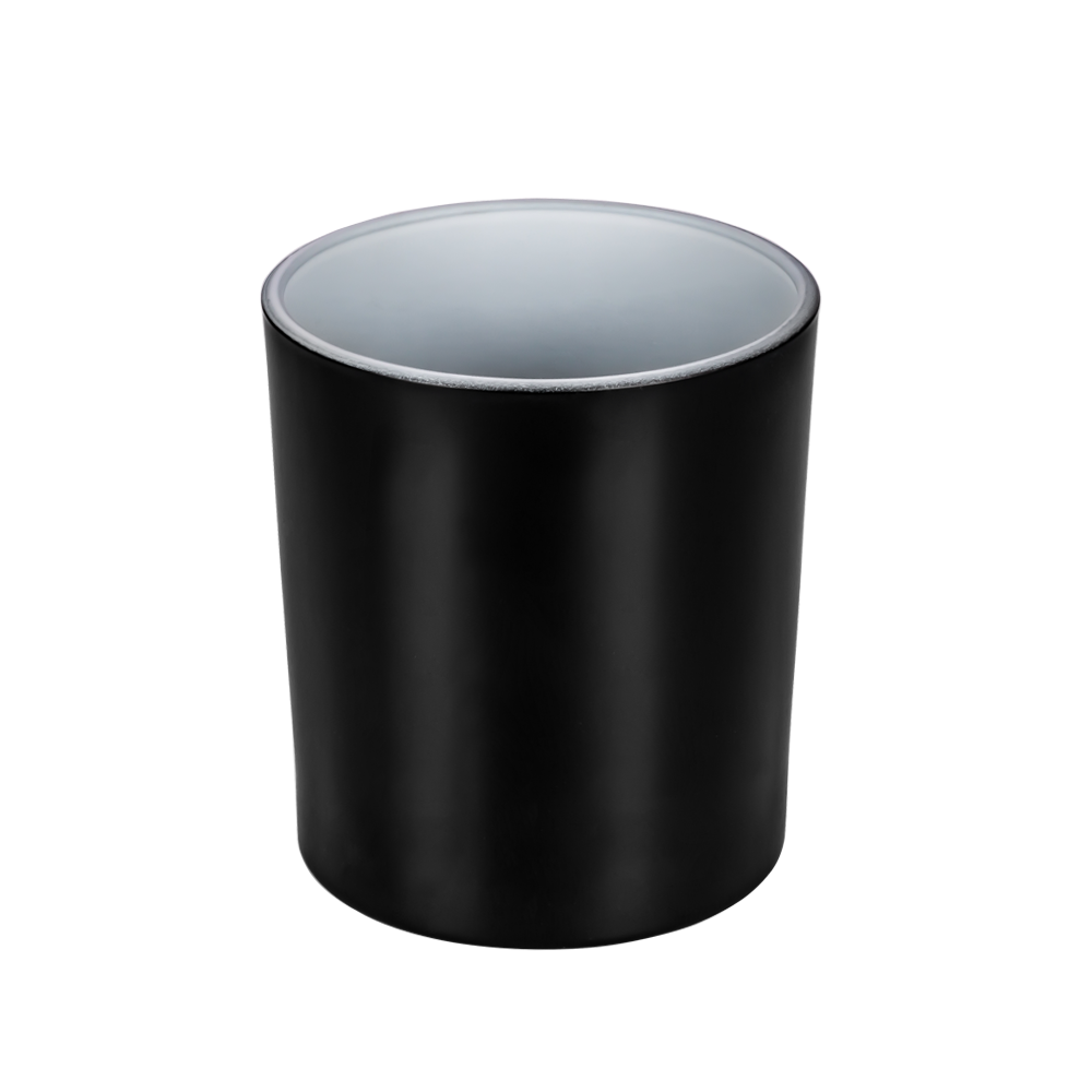 11oz Black Candle Glass For Scented Candles White Interior