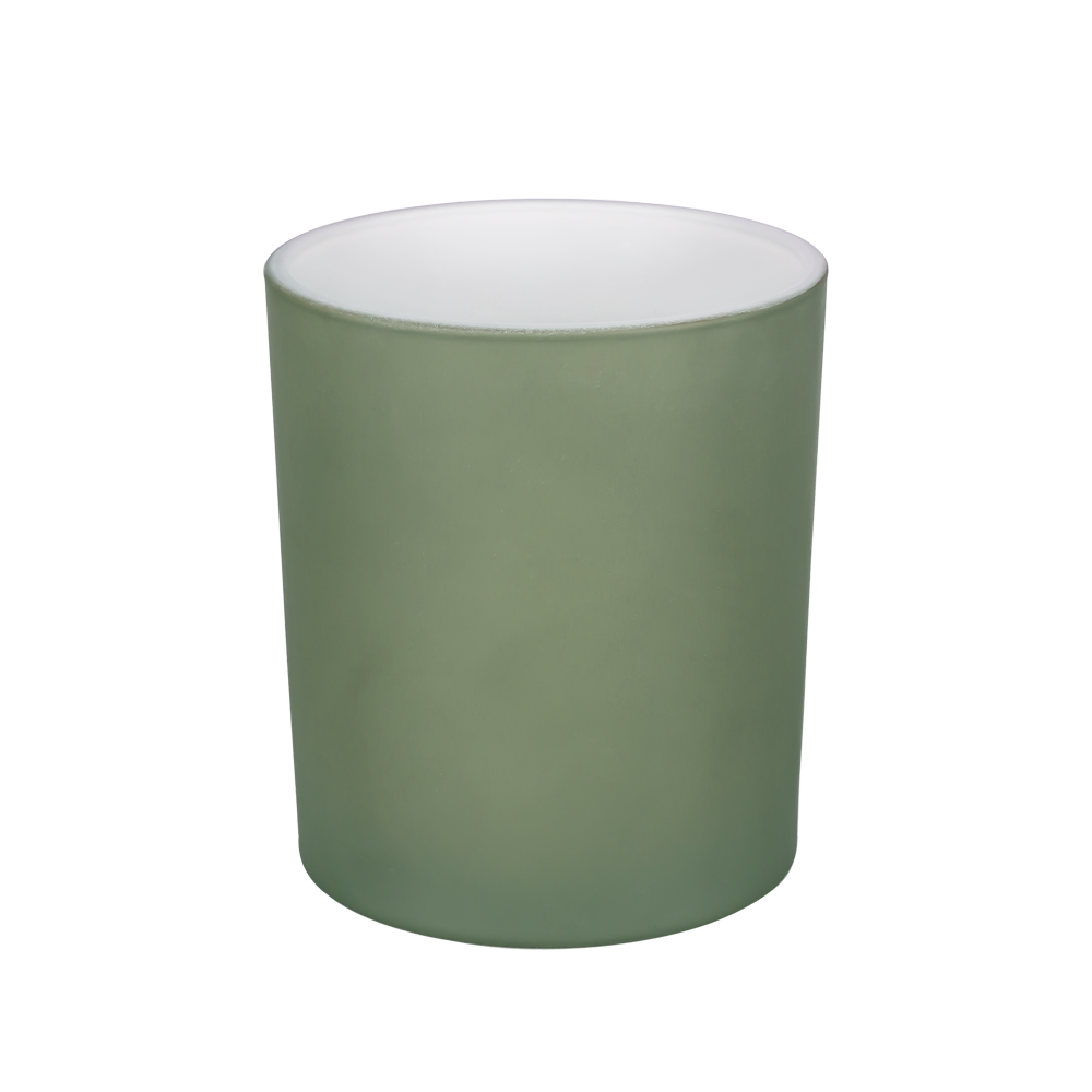 11oz Olive Green Candle Glass For Scented Candles White Interior