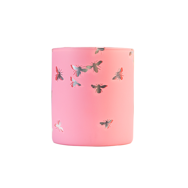Classic 8oz Candle Holder Borosiliate Glass Laser Engraving Pink