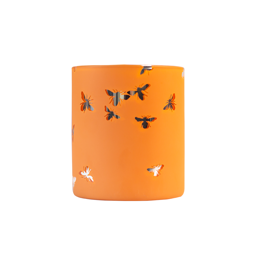 Classic 8oz Candle Holder Borosiliate Glass Laser Engraving Orange