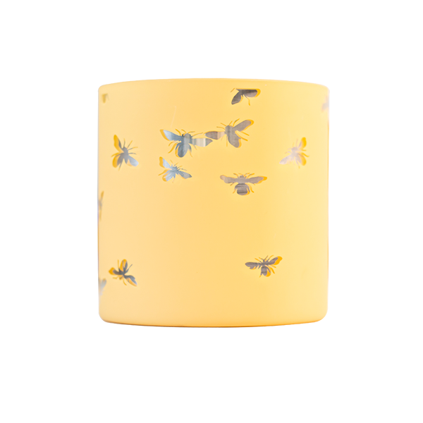 3 Wick Candle Holder Borosiliate Glass Laser Engraving Yellow