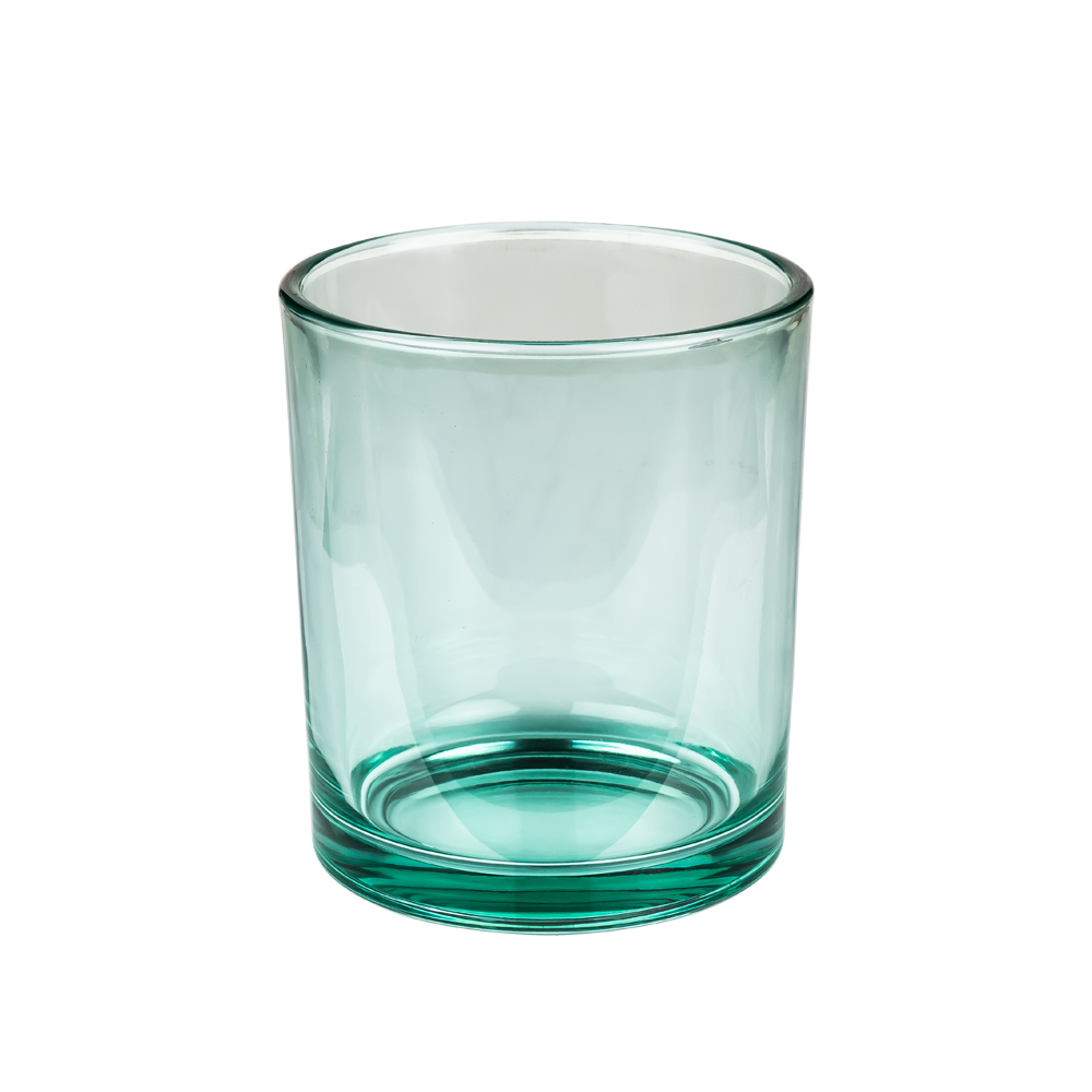 Transparent Light Green Glass Candle Holder