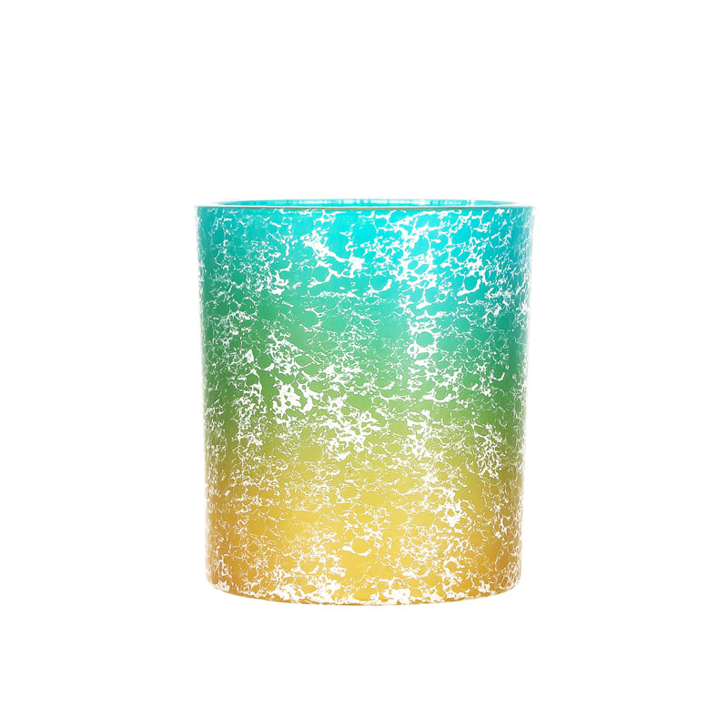 Gradient Green and Yellow Color Spraying 8oz Glass Candle Container