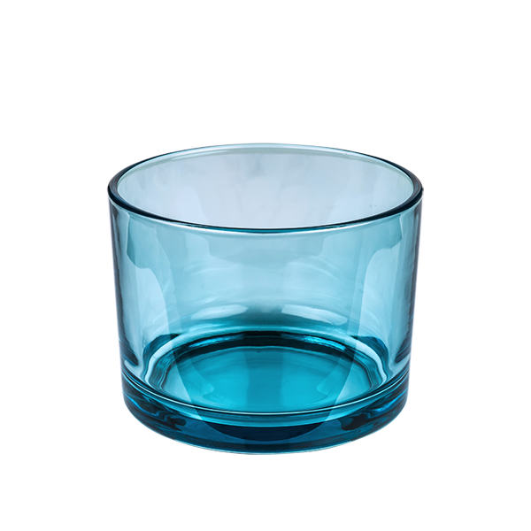 Translucent Blue 3 wick Candle Holder Glass 14.5oz