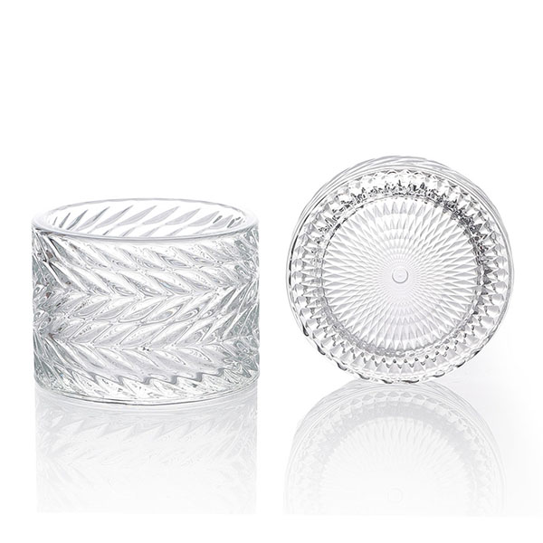 On Sale 9x6.5cm Embossed Candle Holder Glass Container