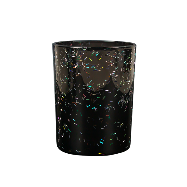 Unique Glitter Candle  Holder Glass D8.3 x 10.6H