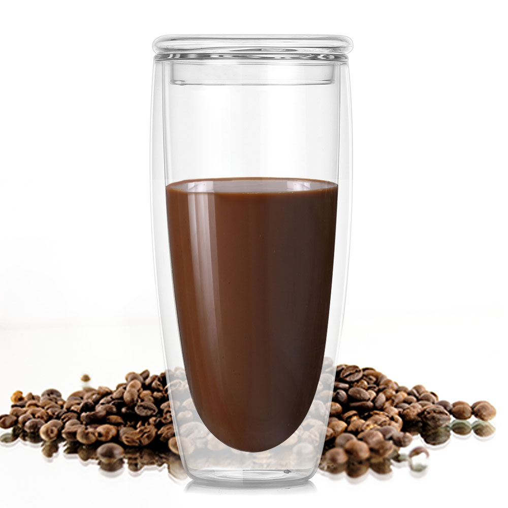 20OZ Borosilicate Glass Cup With Lid For Coffee