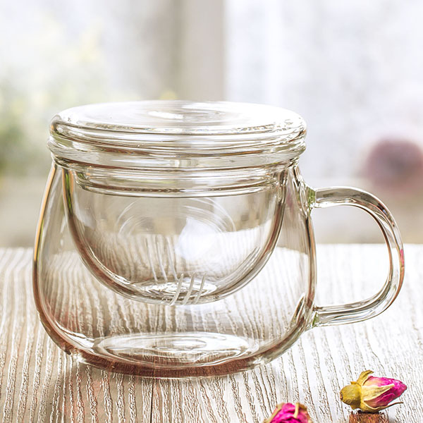 Sustainable Bososilicate Glass Tea Cup 10oz with Glass Filter