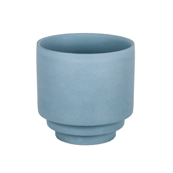 Scented Candle Matte Blue Ceramic Jar with Footstand Candle Container Custom LOGO Available