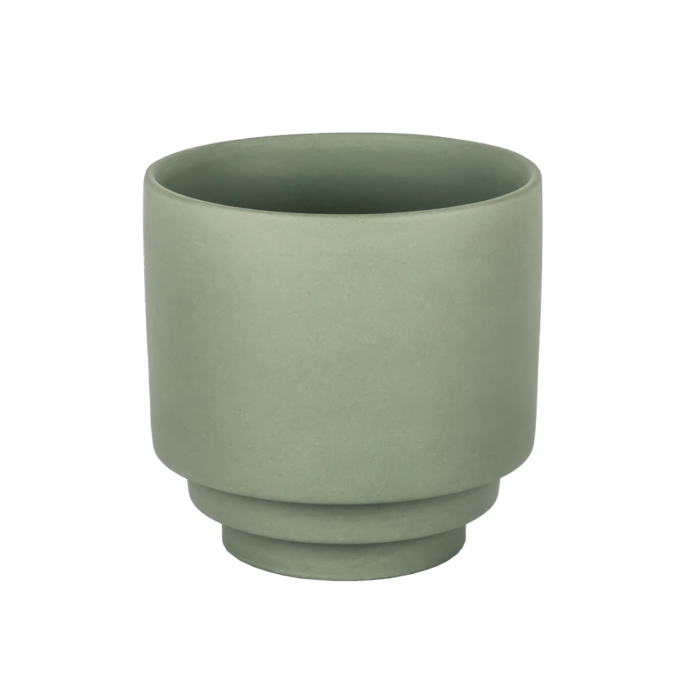 Matte Green Step Design Porcelain Candle Jar Empty