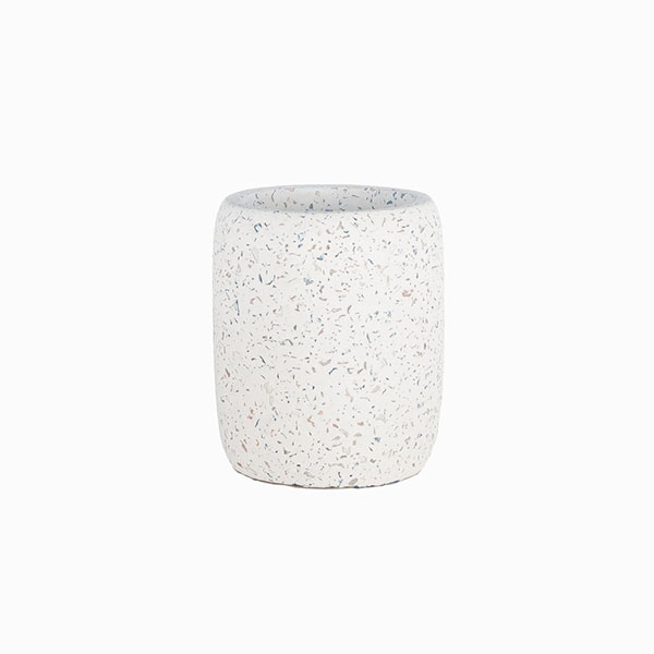 6oz Terrazzo White Concrete Candle Holder