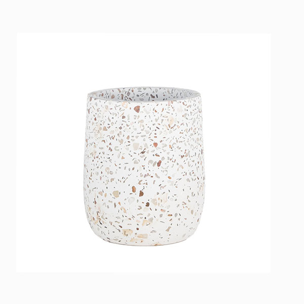 9oz Terrazzo White Concrete Candle Holder