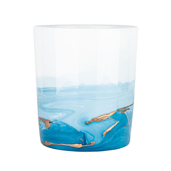 Watercolor Ceramic Candle Holders Handmade 15oz Ocean Blue