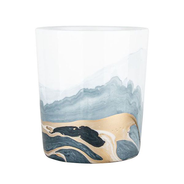 Luxury Handmade Watercolor Ceramic Candle Container 15oz Smoky
