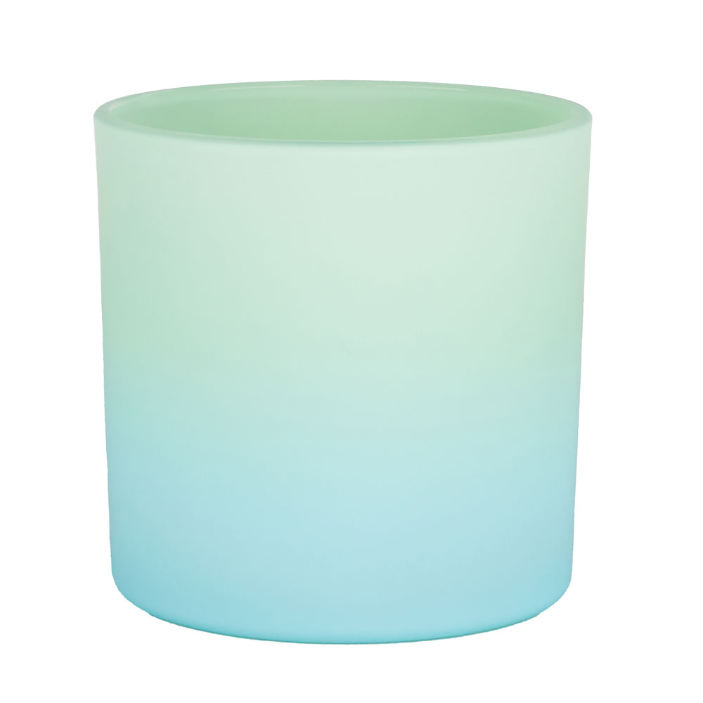 Matte Ombre Colored Two Wicks Glass Candle Holder For Vanilla Candles