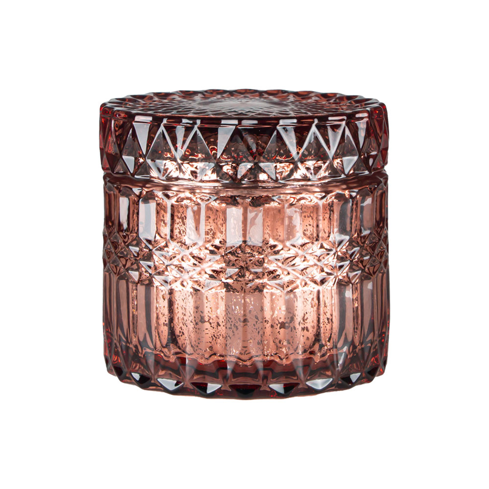 Luxury 6oz Rose Gold Mercury Glass Candle Container With Lid