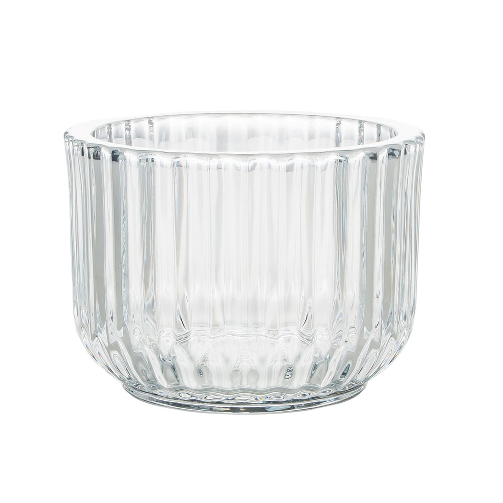 10oz Curved Base Thick Plain Glass Candle Holder Textured Pattern