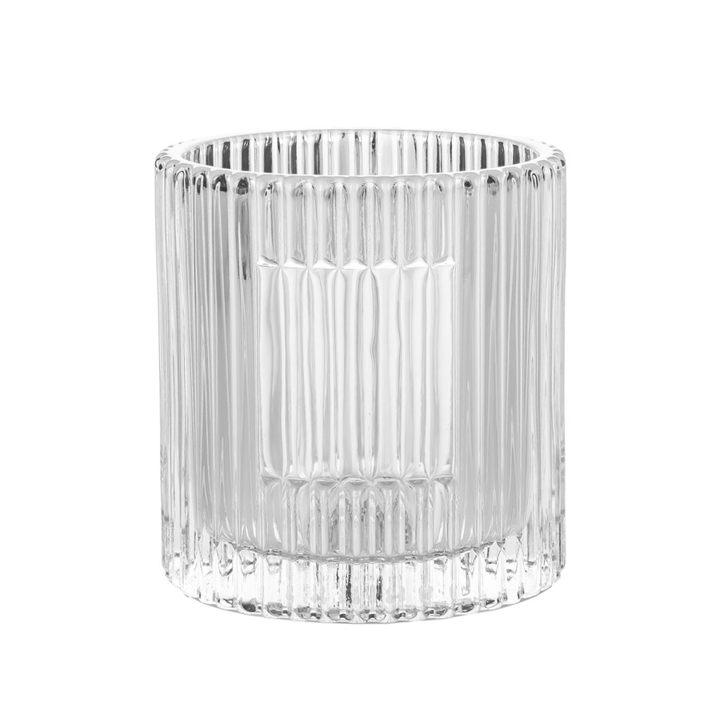 10oz Cylinder Stripe Pattern Glass Candle Holder