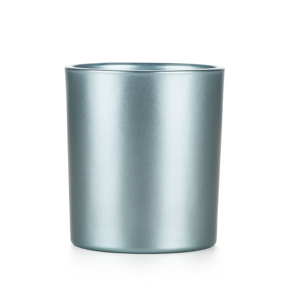 Pearlescent Lacquer Green Glass Candle Jar Empty