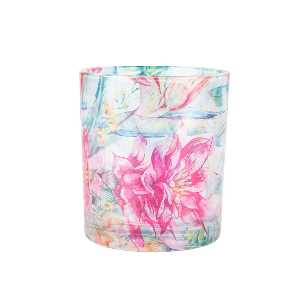 Heat Transfer Printing Glass Candle Jar 8oz for Floral Scented Candles