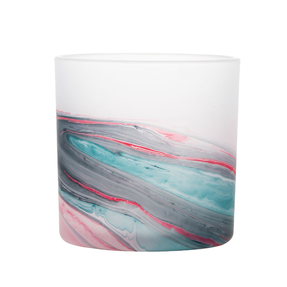 Luxury Aromatherapy Candles Holder Glass With Swirl Watercolor Decor