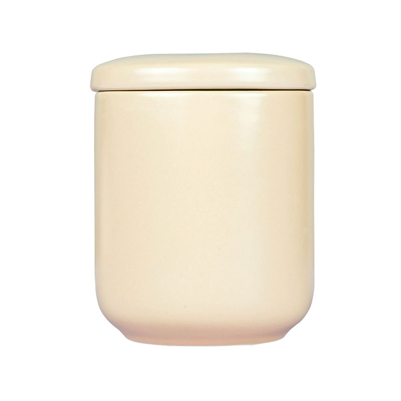 Glazed Coconut Milk Mango Ceramic Candles Vessel With Lid