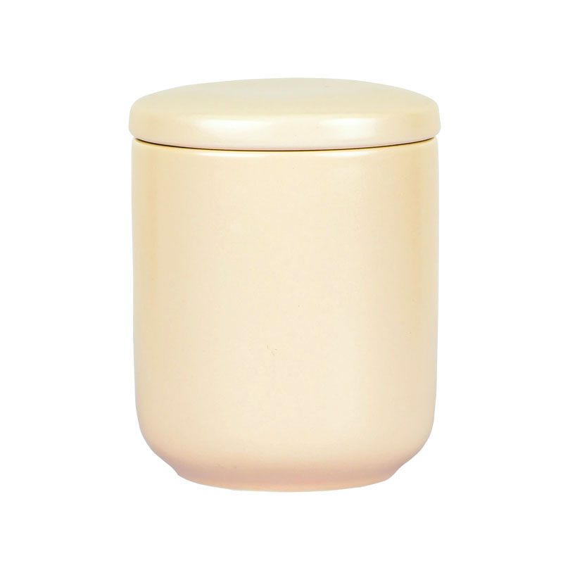 Custom Coconut Milk Mango Ceramic Candles Holder With Lid