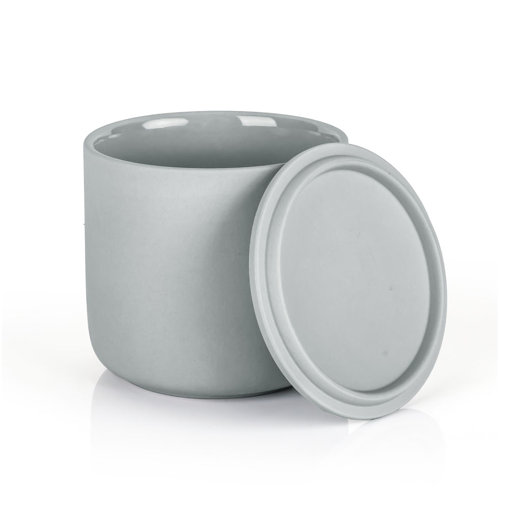 Light Grey Porcelain Candle Container With Lid