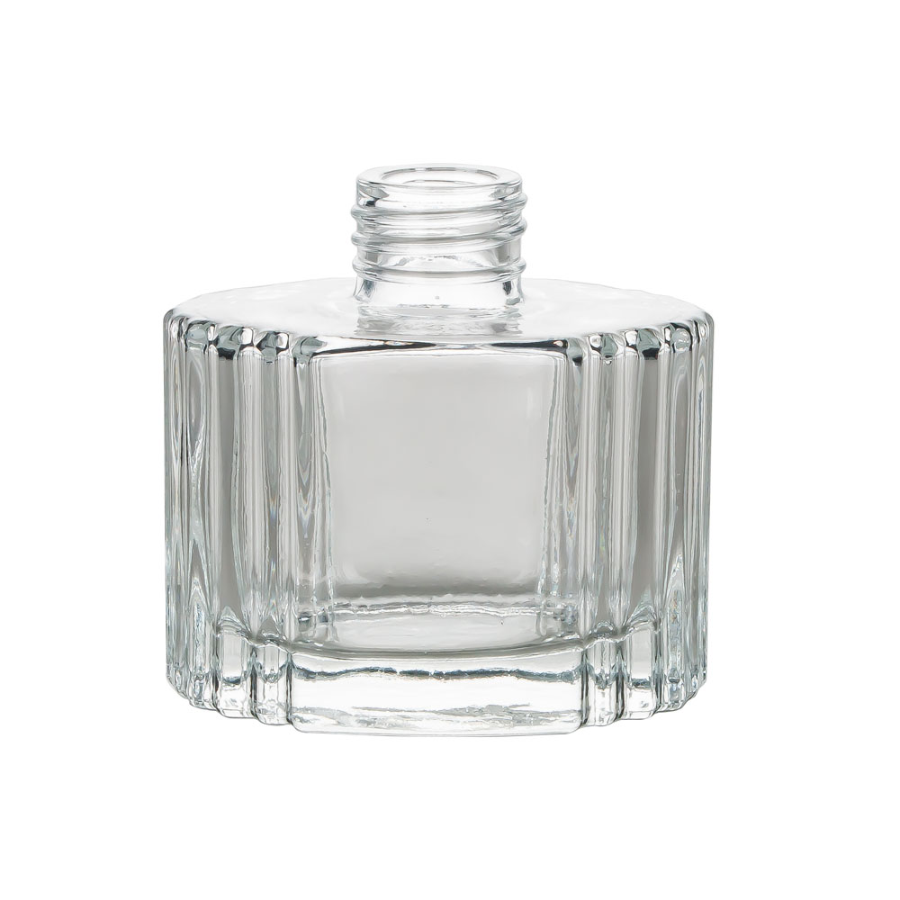 Stripe Pattern Transparent Glass Diffuser Bottle 4oz