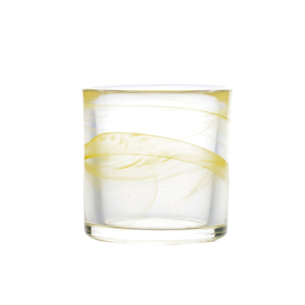 Yellow Swirl Handmade Small Votive Candle Glass Jar