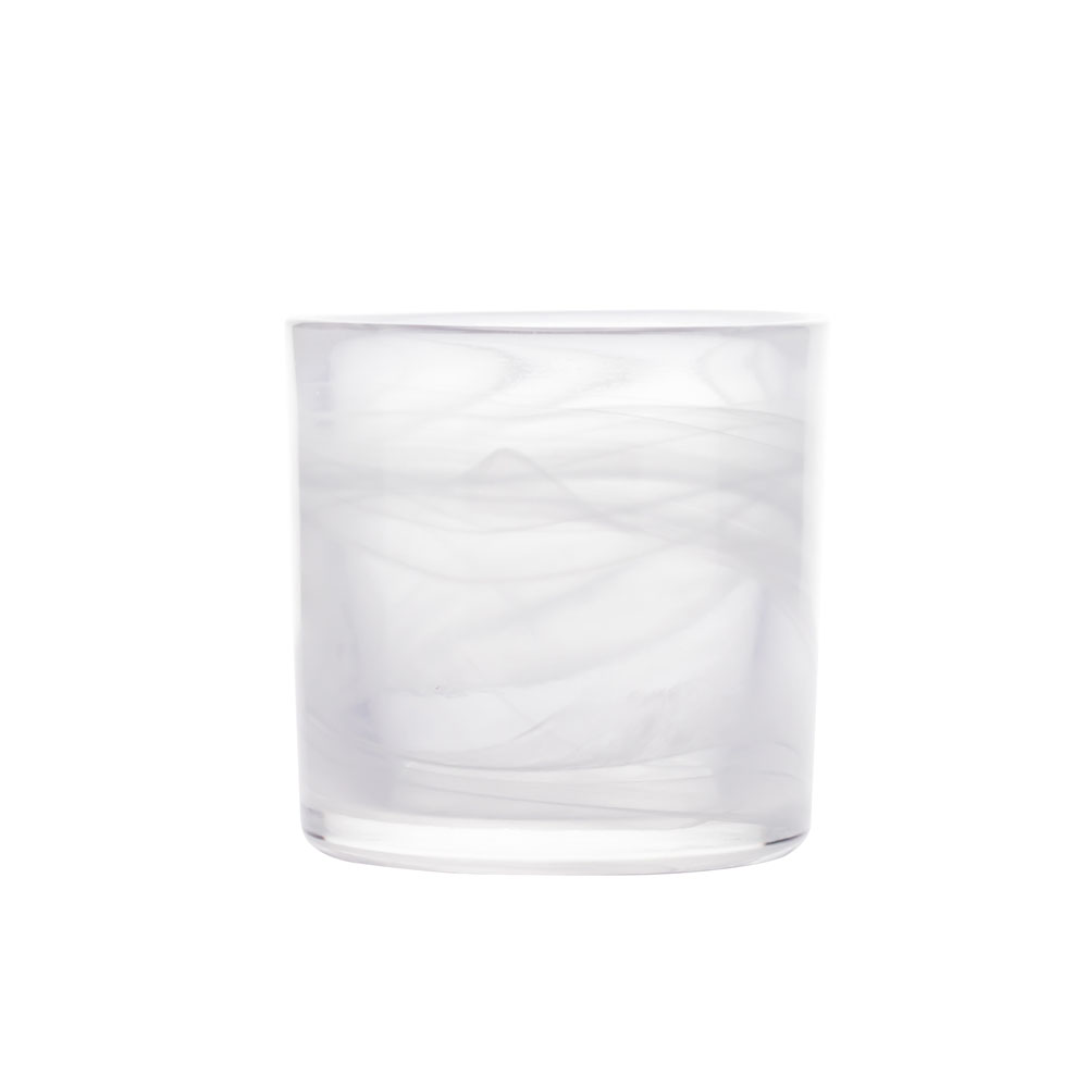 White Swirl Handmade Portable Votive Candle Glass Jar