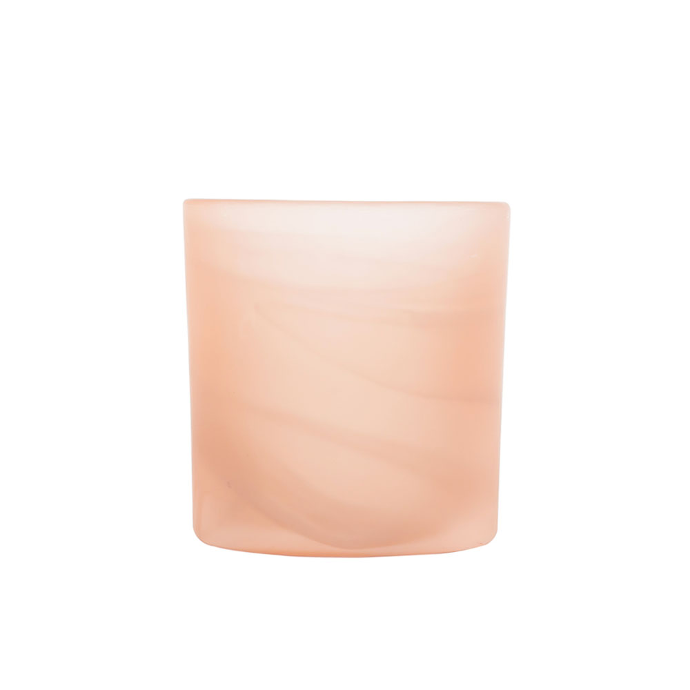 Pink Swirl Handmade Portable Votive Candle Glass Jar Frosted