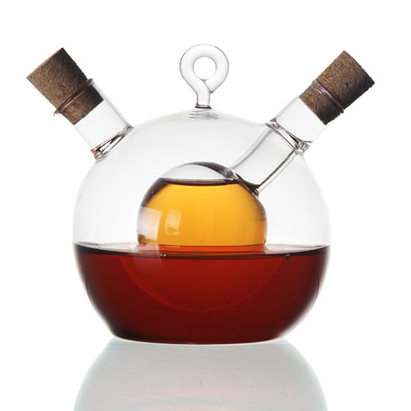 2 in 1 olive oil and vinegar dispenser borosilicate glass for kitchen