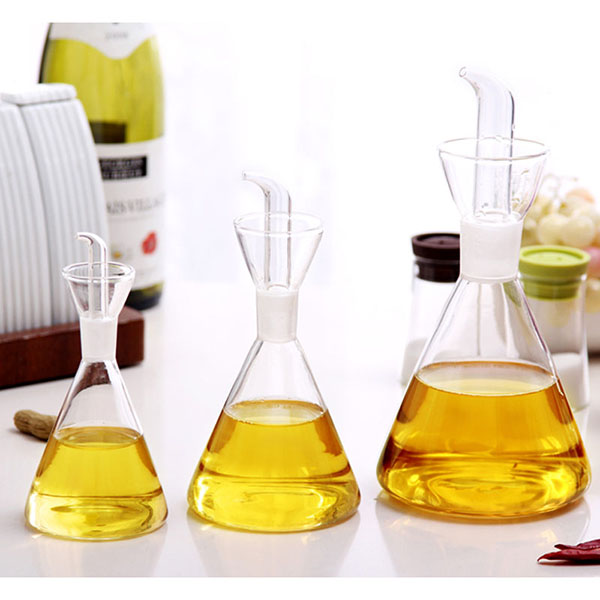 120/250/550ml Oil Bottle Glass Olive Oil Dispenser Bottle Glass Cooking Oil Vinegar Measuring Dispenser with Spout for Kitchen and BBQ