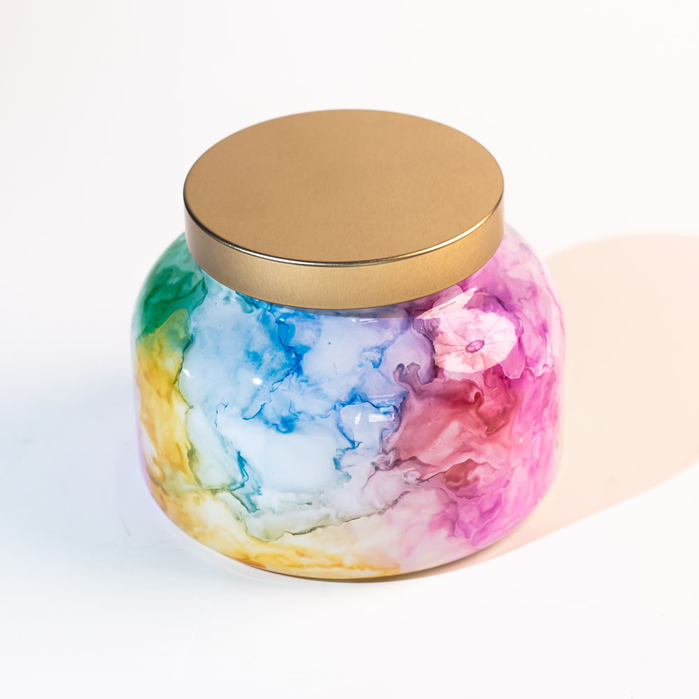 Enchanting Handcraft Watercolor Candle Jar 19oz