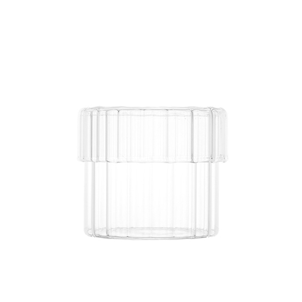 Luxury Striped Sustainable Borosilicate Glass with Striped Glass Lid