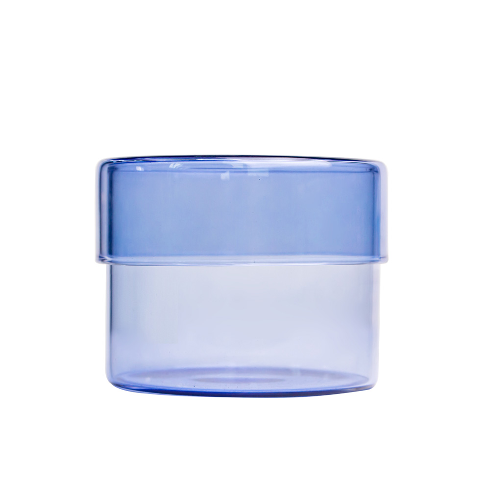 Luxury Borosilicate Glass Candle Jar with Glass Lid Transparent Blue
