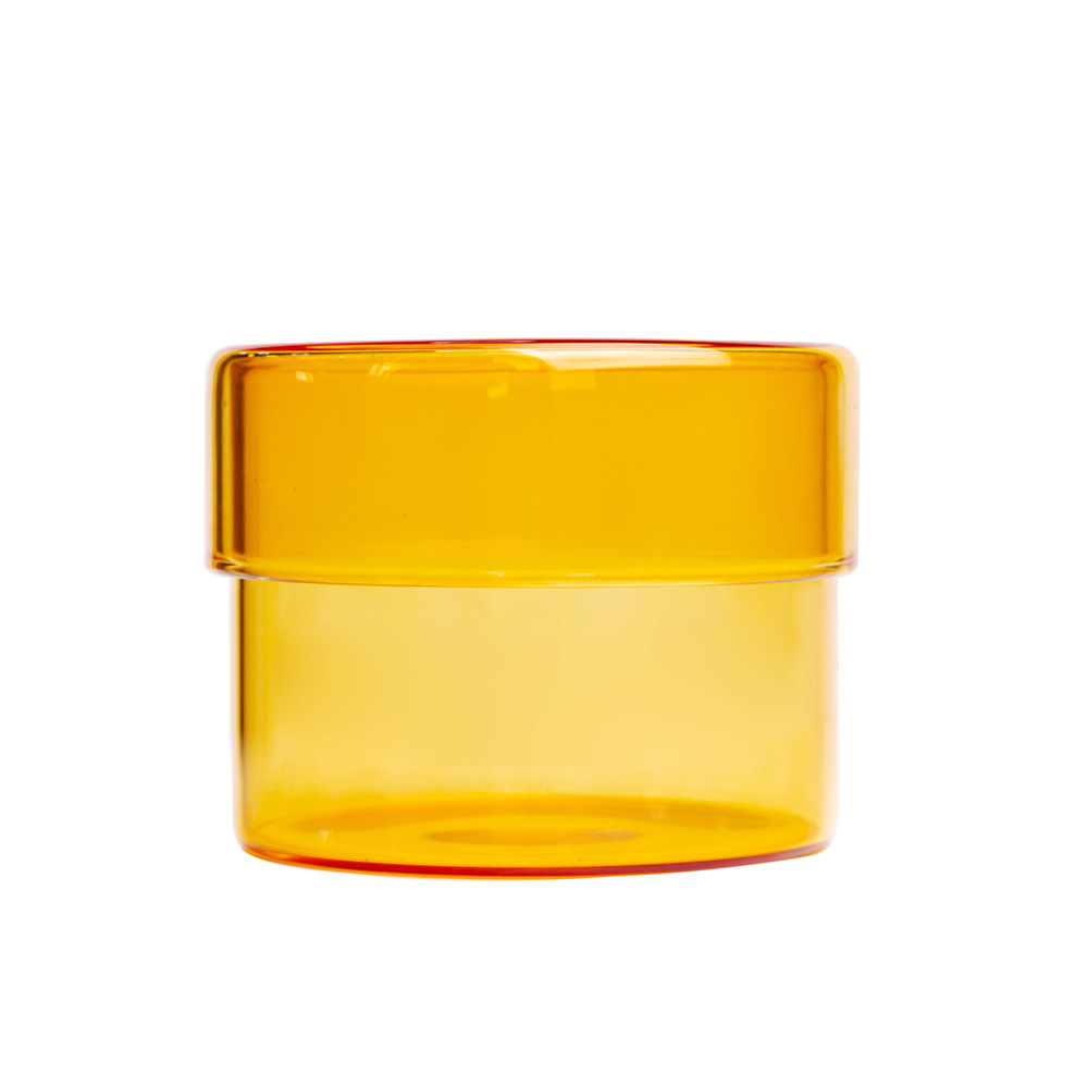 Luxury Borosilicate Glass Candle Holder with Glass Lid Transparent Yellow