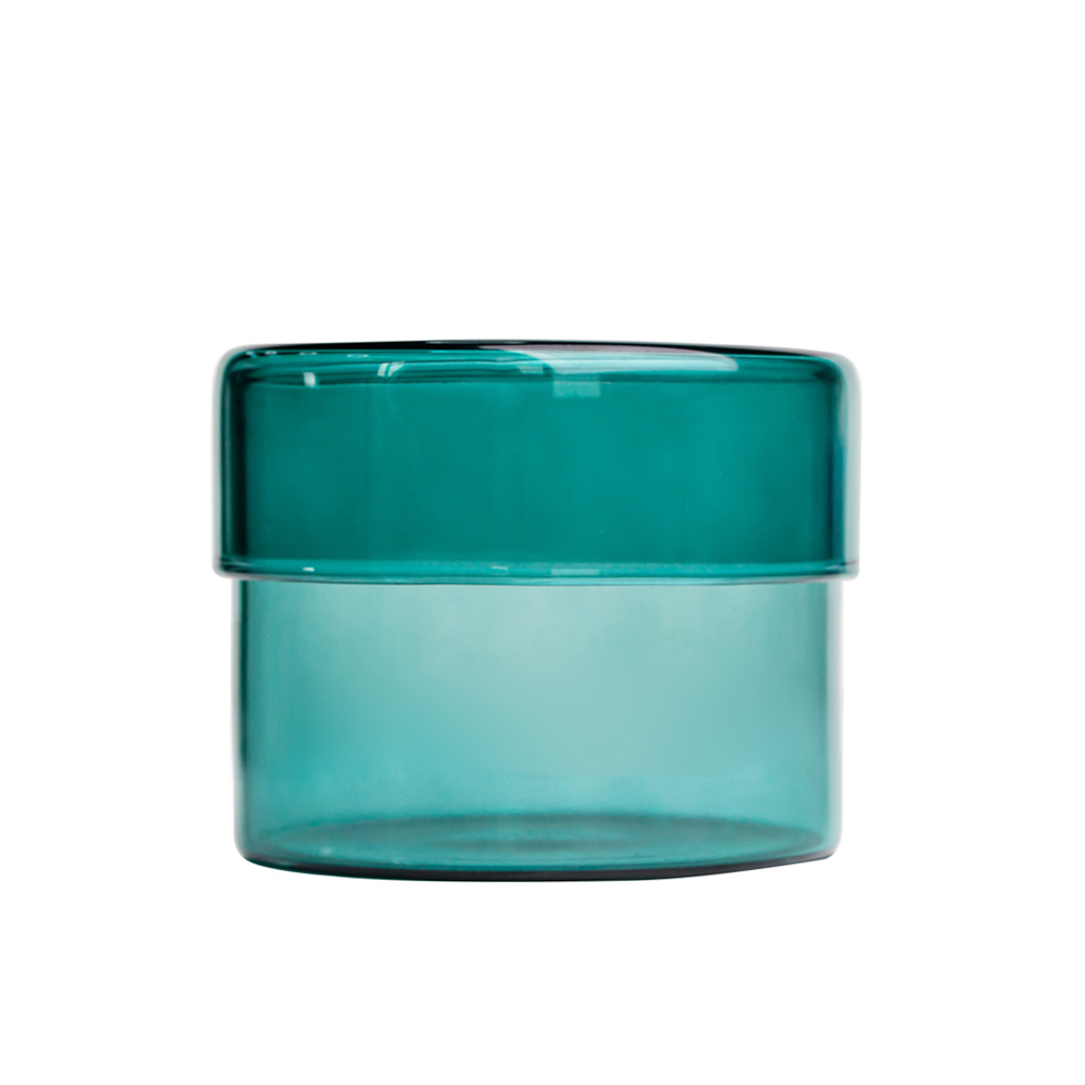 Teal Borosilicate Glass with Glass Lid For Candles