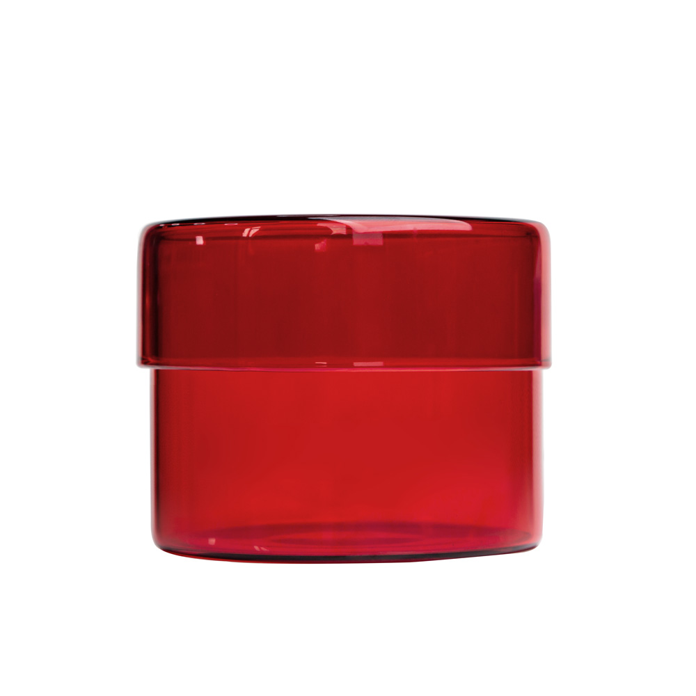 Borosilicate Glass with Glass Lid For Candles Transparent Red