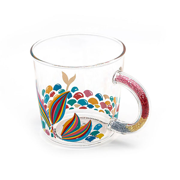 Caneca de café colorida de borosilicato Fishtail com alça de contas