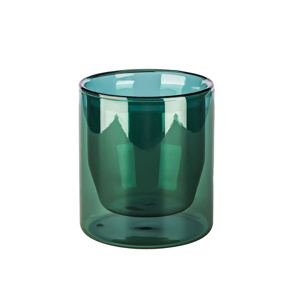 Bespoke 8oz double wall borosilicate glass green